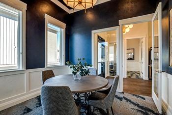 Clubhouse with navy blue walls and white trim at Connect at First Creek, Denver, CO